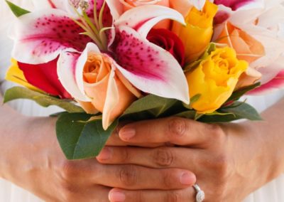 stargazer lily with roses